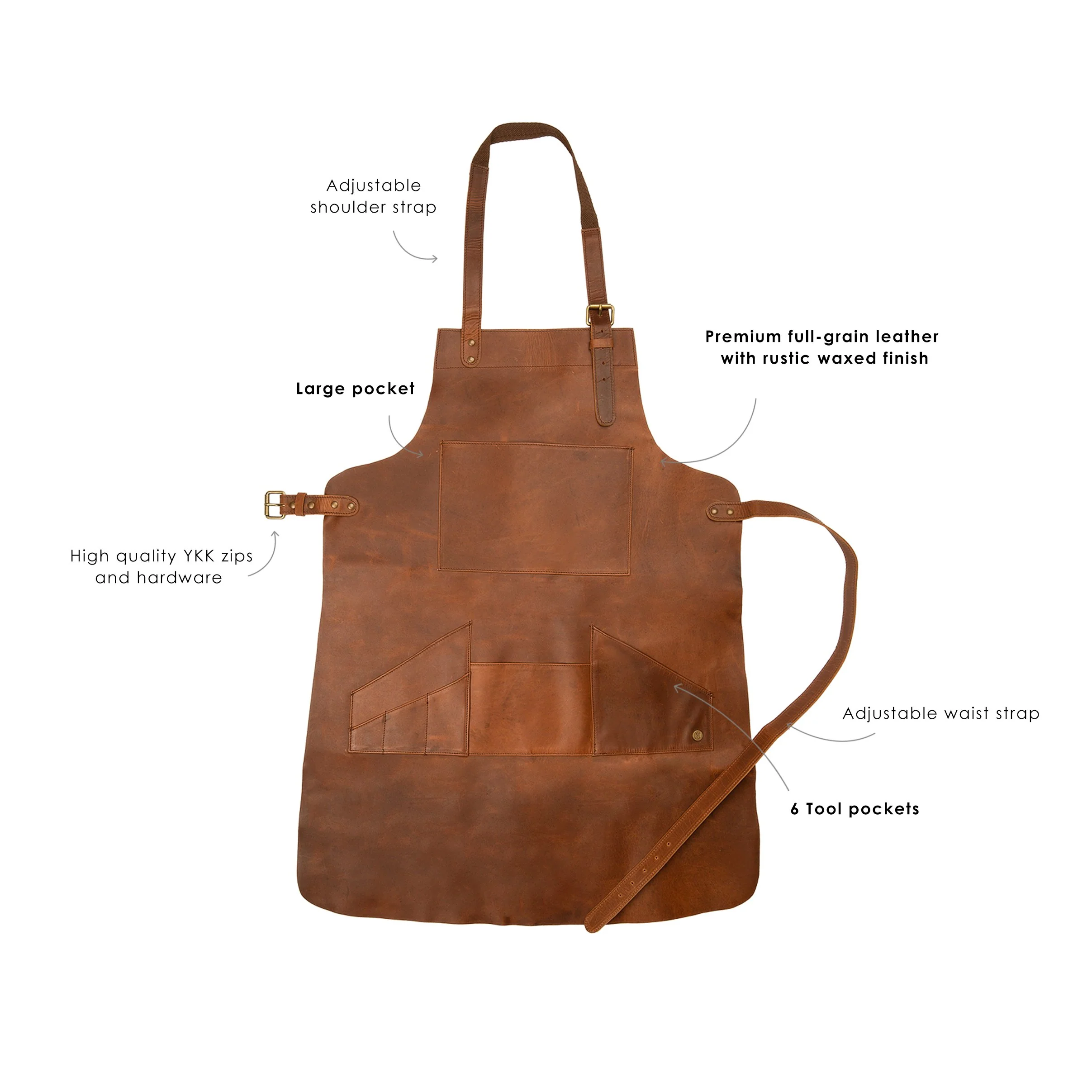 Long Multi-Pocket Leather Apron - Image 6